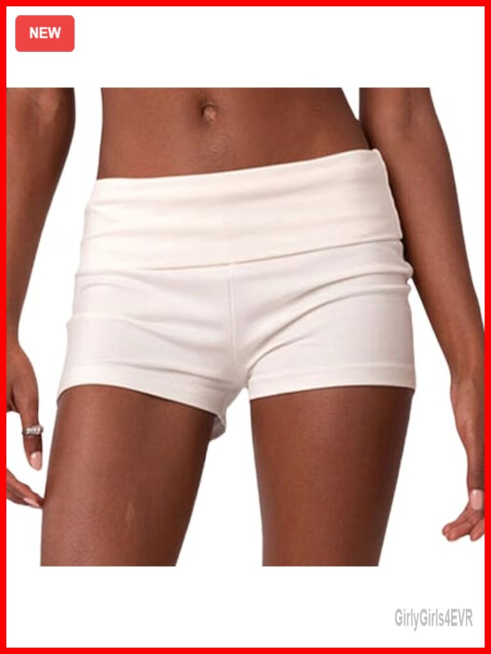 Women's Fold Over Mini Yoga Shorts High Rise Stretchy Slim Fit Lounge Micro